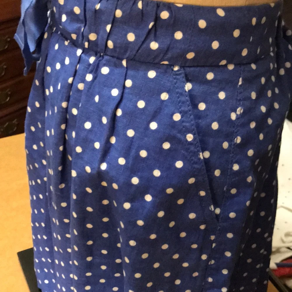 J. Crew Blue Polka Dot Midi Skirt